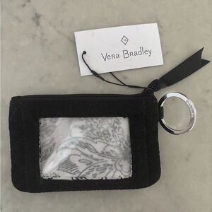 Vera Bradley Black Quilted ID Card Holder with Key Ring